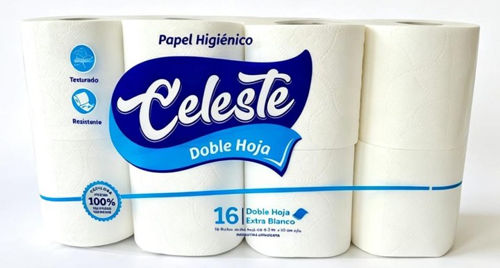 Celeste doble hoja · 16 rollos