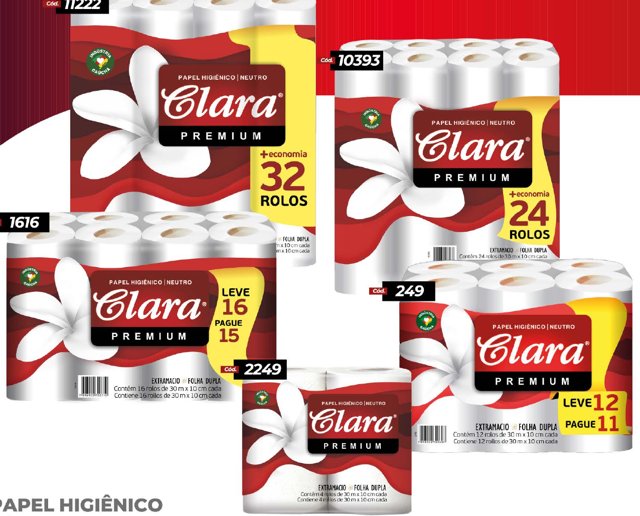 Familia de papel higiénico Clara Premium