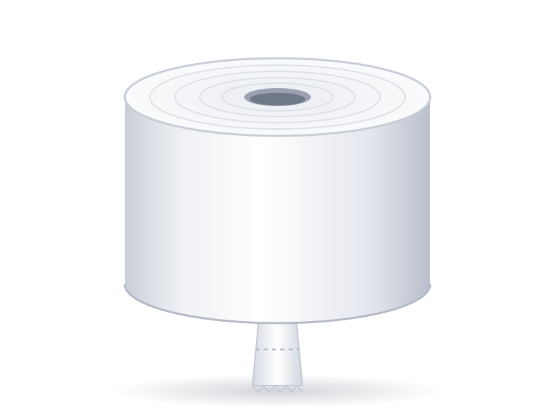Rollo de papel higiénico de flujo céntrico, sin marca